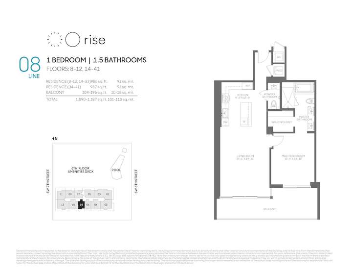 Rise BCC 08 line 1 bed 1.5 bath