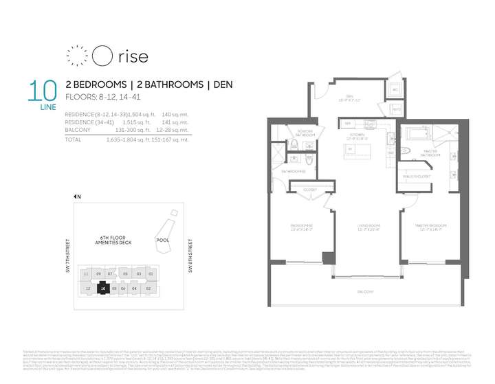 Rise BCC 10 line 2 bed 2.0 bath + den