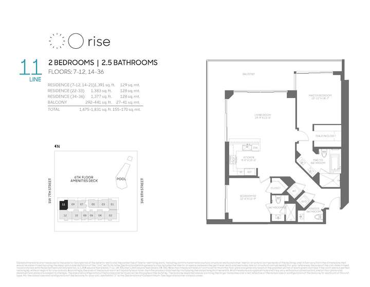 Rise BCC 11 line 2 bed 2.5 bath